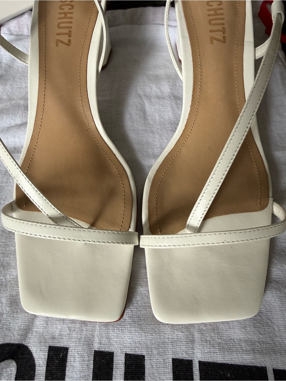 Schultz Heloise Mid Block White Slingback Sandals - Picture 6 of 16